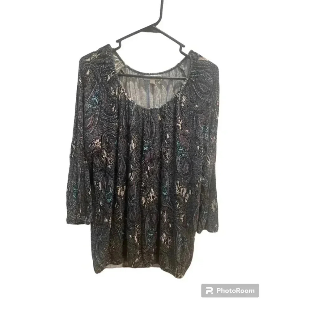 Dana Buchman Women’s Large Paisley   Long-Sleeve Blouse